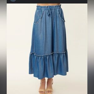 Unique Vintage Blue Midi Skirt